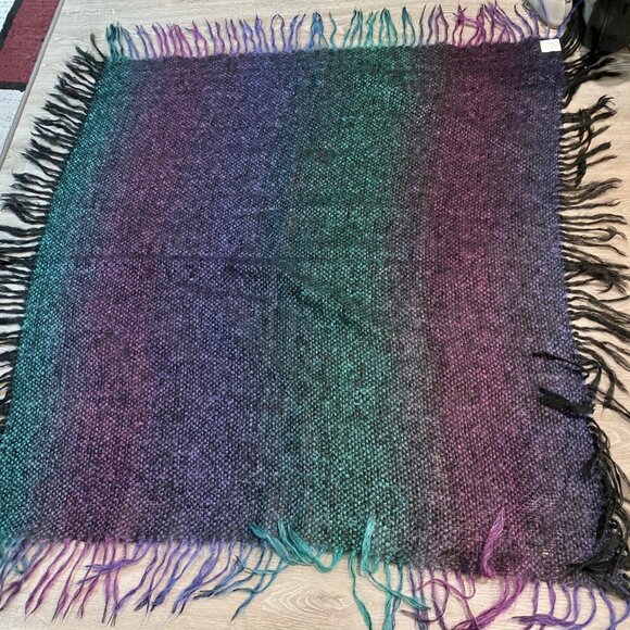 (8) Mohair Handknit Fuzzy Canada Quiet Luxury Scarf Shawl Wrap Throw 45"X48" +… - Picture 1 of 5